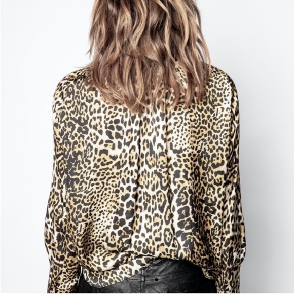 Zadig & Voltaire Tink Leo Satin Tunic Leopard Print M - Picture 2 of 3